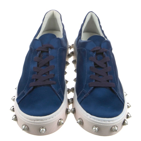 NIB - SCHUTZ - LUMARA Satin & Pearl Embellished Sneakers in Dress Blue - Picture 3 of 4